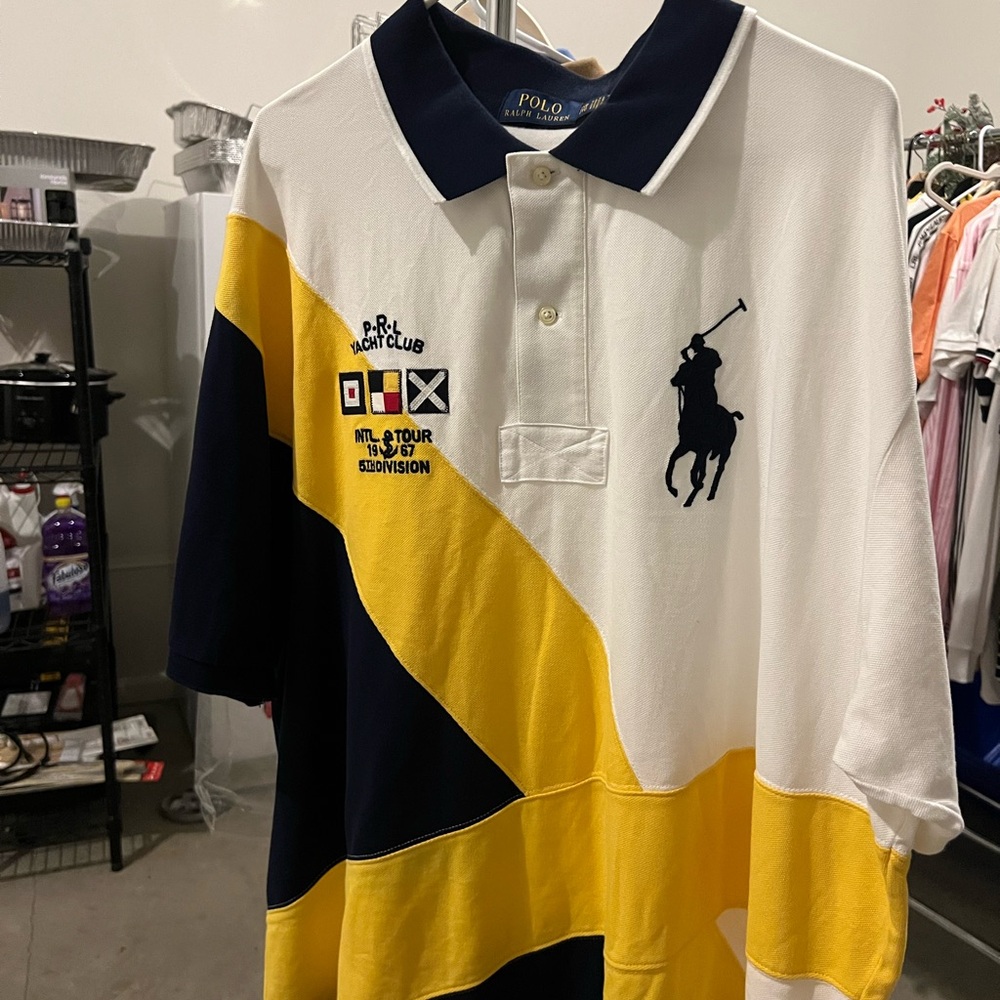 Polo by Ralph Lauren Men's Color Block Polo Shirt - Navy, Yellow, White